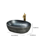 Black Gray Oval Ceramic Hand Carved Vessel Sink Image - 48