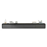 Black-Gray Rubberwood Cabinet Floating Mount TV Stand Image - 22