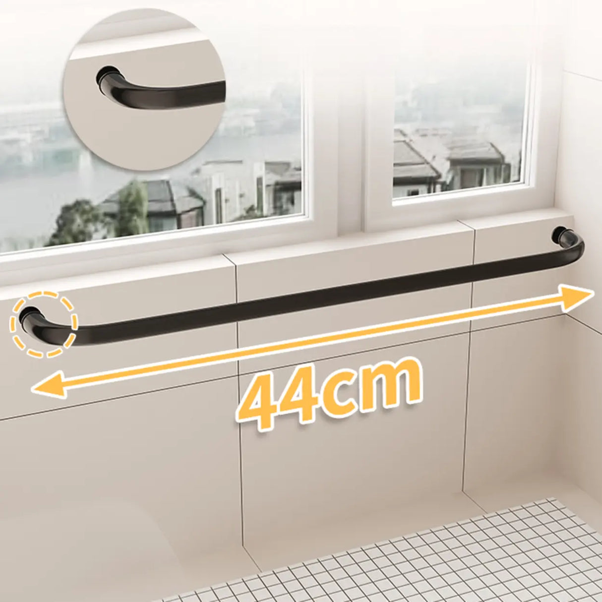 Black Hardware Towel Bar Sliding Glass Shower Door Image - 10