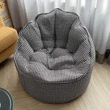 Black Houndstooth Large Round Cashmere Bean Bag Chair Image - 1