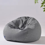 Black Houndstooth Large Round Cashmere Bean Bag Chair Image - 3