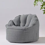 Black Houndstooth Large Round Cashmere Bean Bag Chair Image - 5