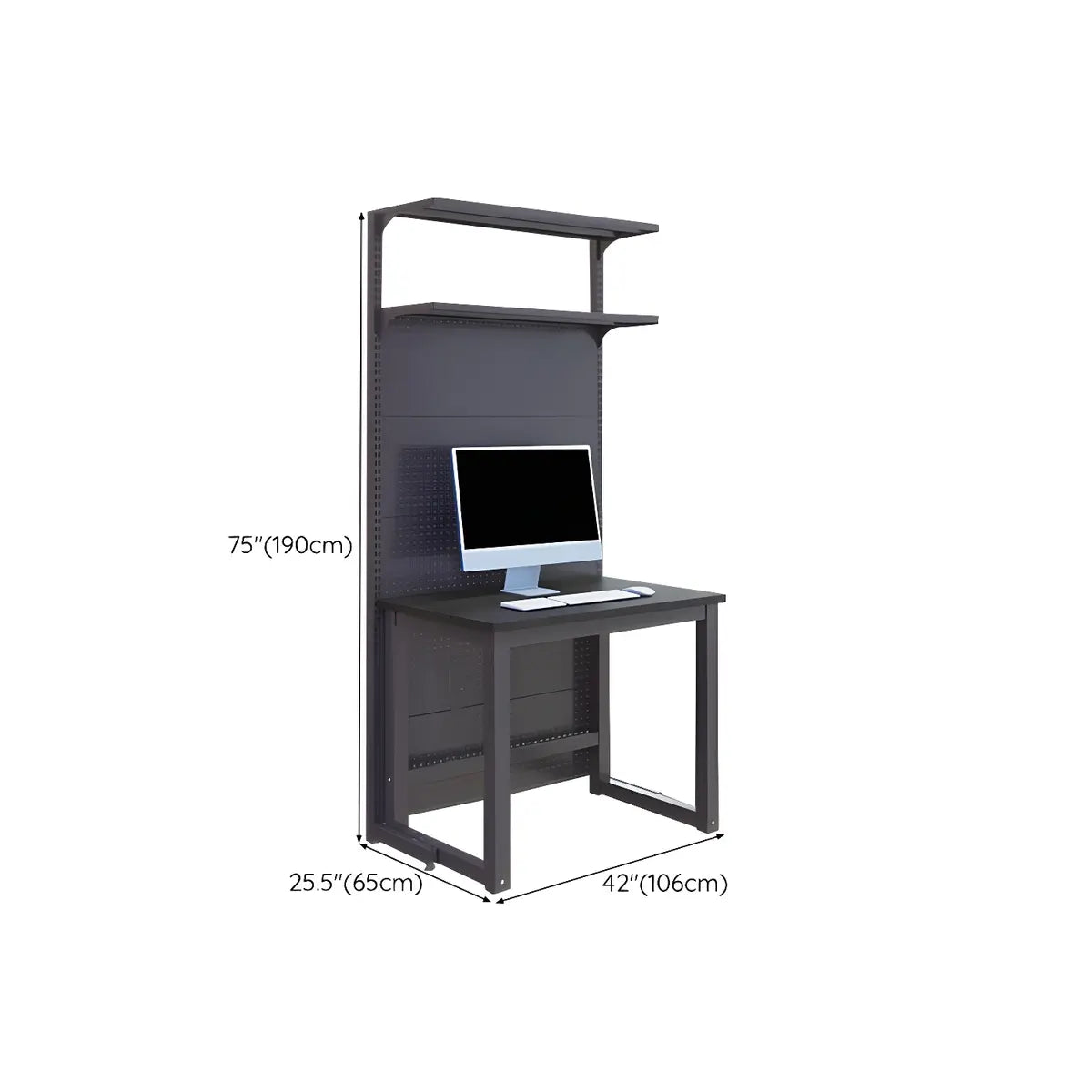 Black Hutch Exterior Shelf Metal Sled Gaming Desk 