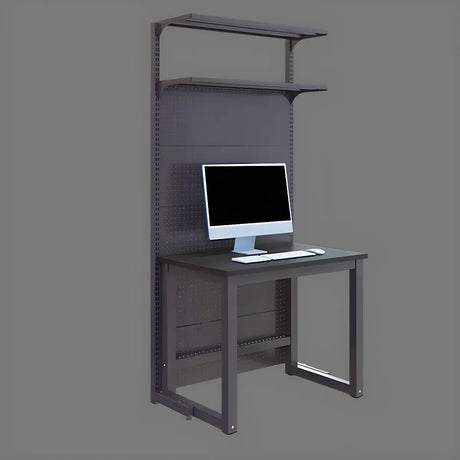 Black Hutch Exterior Shelf Metal Sled Gaming Desk Image - 2