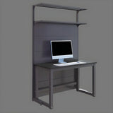 Black Hutch Exterior Shelf Metal Sled Gaming Desk Image - 3