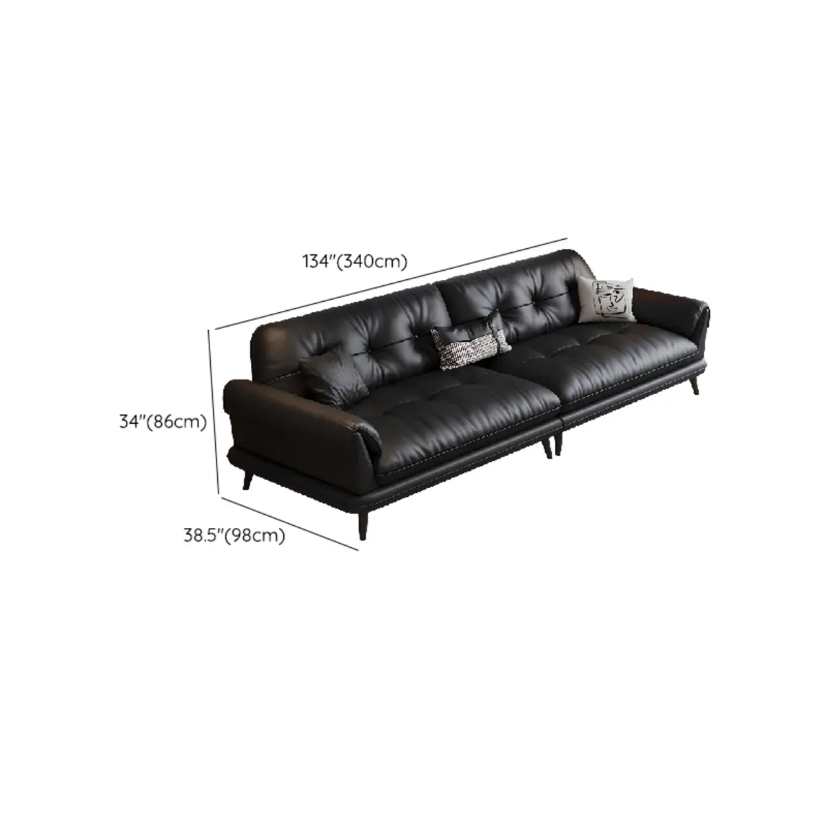 Black Interface Genuine Leather Tufted Back Sectional 