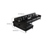 Black Interface Genuine Leather Tufted Back Sectional Image - 13