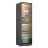 Black Kitchen Frosted Glass Tall Storage China Cabinet Image - 3