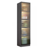 Black Kitchen Frosted Glass Tall Storage China Cabinet Image - 5