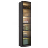 Black Kitchen Frosted Glass Tall Storage China Cabinet Image - 7