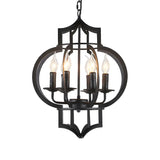 Black Lantern Metal Candle 4-Light Small Foyer Chandelier Image - 5