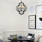 Black Lantern Metal Candle 4-Light Small Foyer Chandelier Image - 6