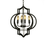 Black Lantern Metal Candle 4-Light Small Foyer Chandelier Image - 8