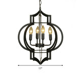 Black Lantern Metal Candle 4-Light Small Foyer Chandelier #size