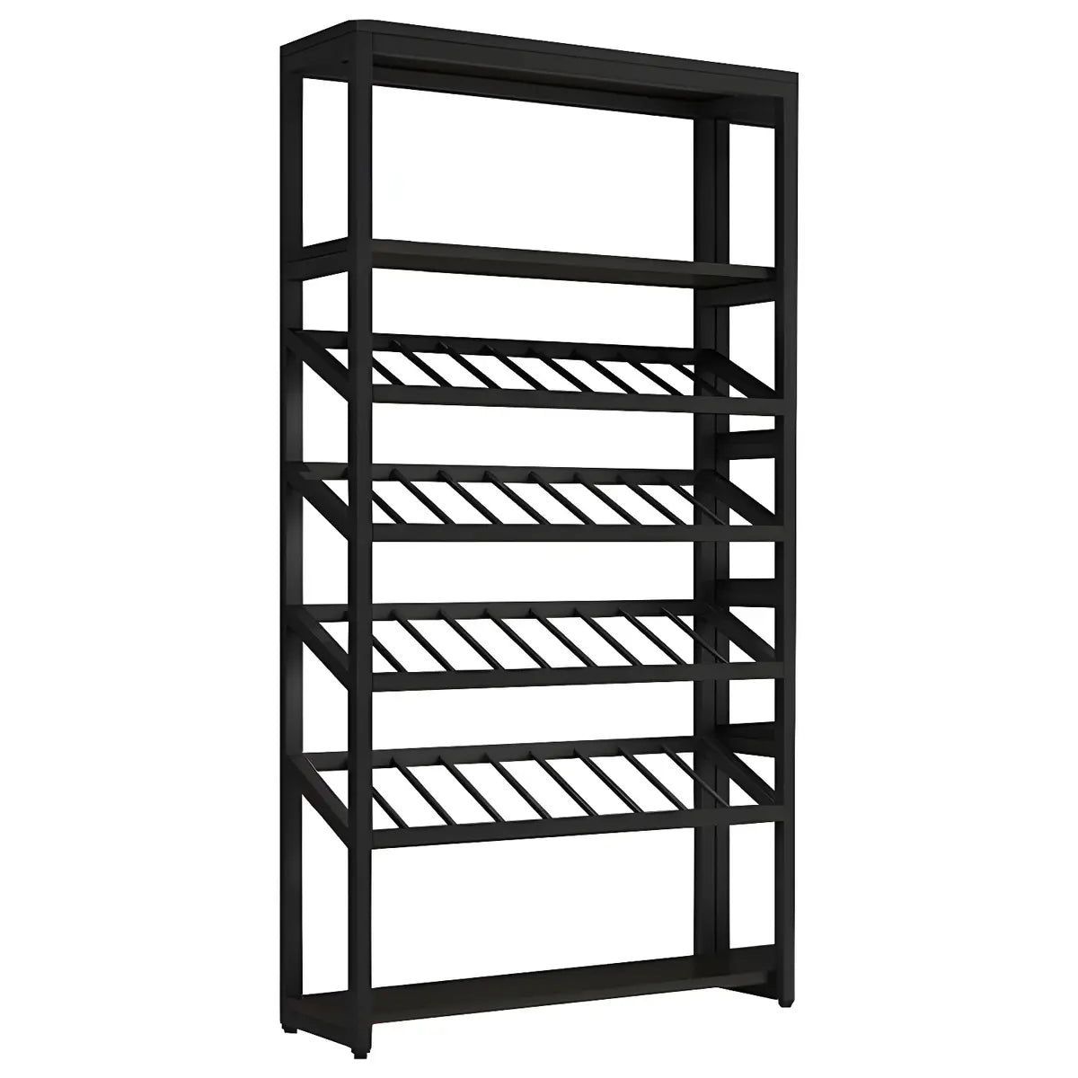 Black Large Industrial Metal Floor Shelves Wine Rack Image - 10