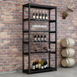 Black Large Industrial Metal Floor Shelves Wine Rack Image - 11