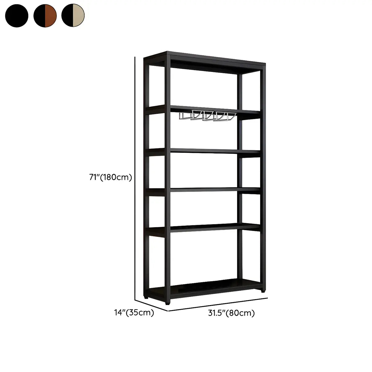 Black Large Industrial Metal Floor Shelves Wine Rack Image - 13