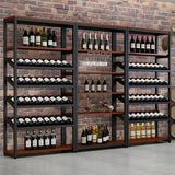 Black Large Industrial Metal Floor Shelves Wine Rack Image - 4