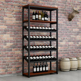 Black Large Industrial Metal Floor Shelves Wine Rack Image - 7