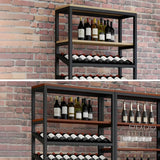 Black Large Industrial Metal Floor Shelves Wine Rack Image - 8