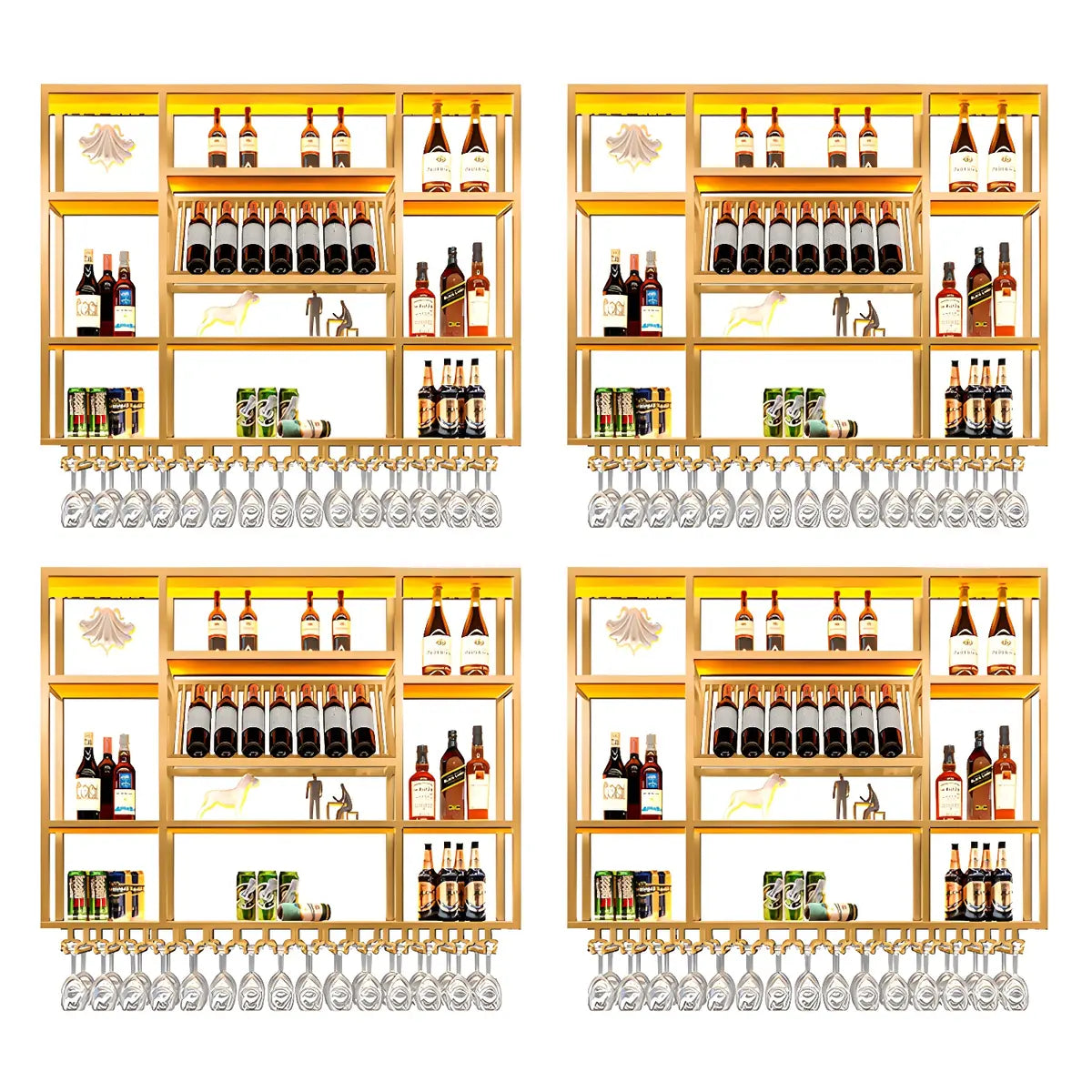 Black Large Modern Metal Bar Floating Wall Wine Rack Image - 12