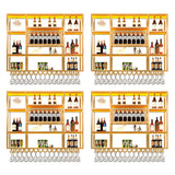 Black Large Modern Metal Bar Floating Wall Wine Rack Image - 12