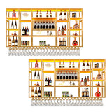 Black Large Modern Metal Bar Floating Wall Wine Rack Image - 32