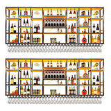 Black Large Modern Metal Bar Floating Wall Wine Rack Image - 41