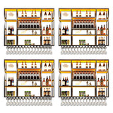 Black Large Modern Metal Bar Floating Wall Wine Rack Image - 6