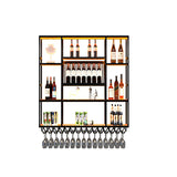 Black Large Modern Metal Bar Floating Wall Wine Rack Image - 9