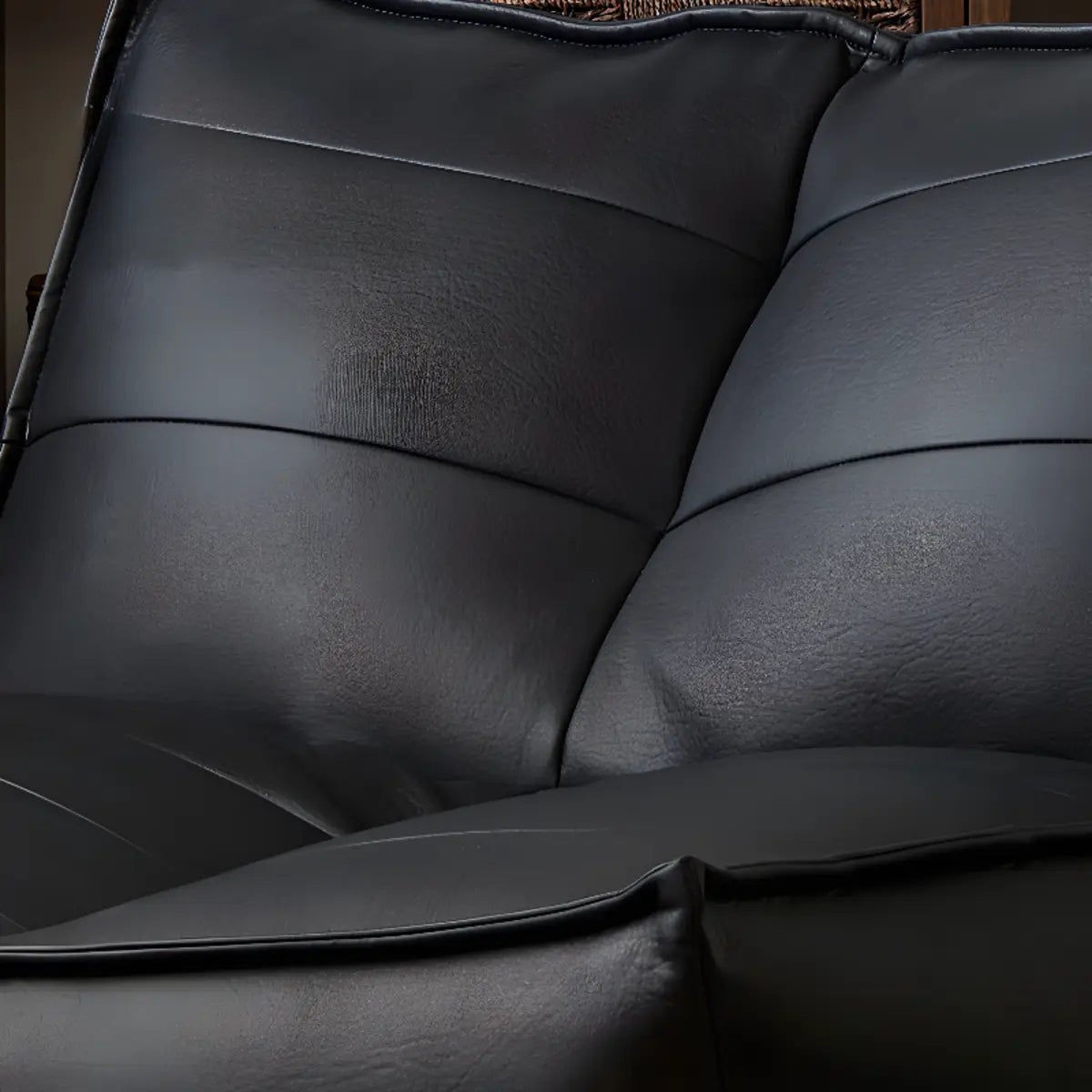 Black Large Rectangle Leather Relaxation Bean Bag Chair Image - 10