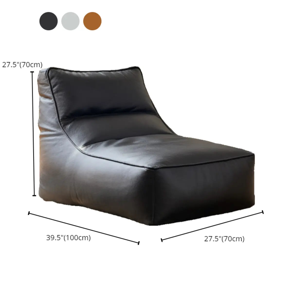 Black Large Rectangle Leather Relaxation Bean Bag Chair Image - 16