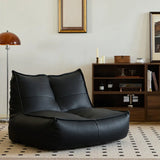 Black Large Rectangle Leather Relaxation Bean Bag Chair Image - 5