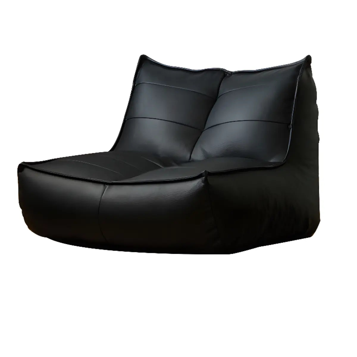 Black Large Rectangle Leather Relaxation Bean Bag Chair Image - 8