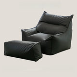 Black Large Square Leather Washable Bean Bag with Storage Image - 11