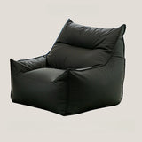 Black Large Square Leather Washable Bean Bag with Storage Image - 19