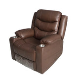 Black Leather Lumbar Support Swivel Lounge Recliner Image - 3