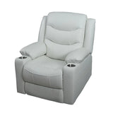 Black Leather Lumbar Support Swivel Lounge Recliner Image - 4