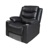 Black Leather Lumbar Support Swivel Lounge Recliner Image - 5