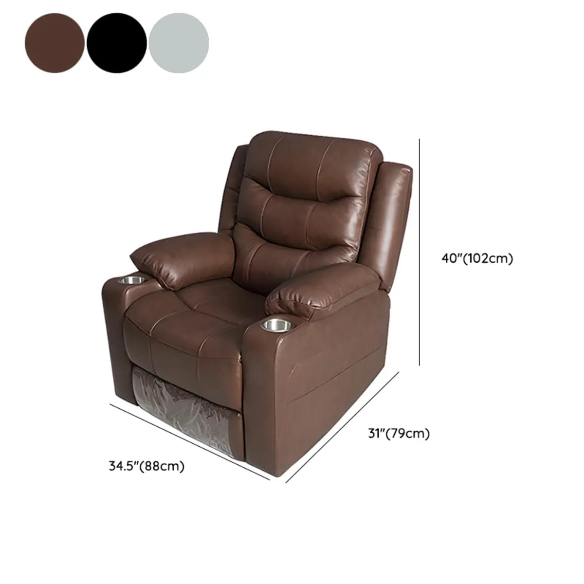 Black Leather Lumbar Support Swivel Lounge Recliner 