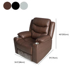 Black Leather Lumbar Support Swivel Lounge Recliner #size