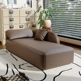 Black Leather Modern Reclining Chaise Lounge with Pillow Image - 7