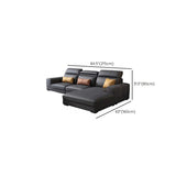 Black Leather Square Arm Cushion Back Sofa Chaise #size