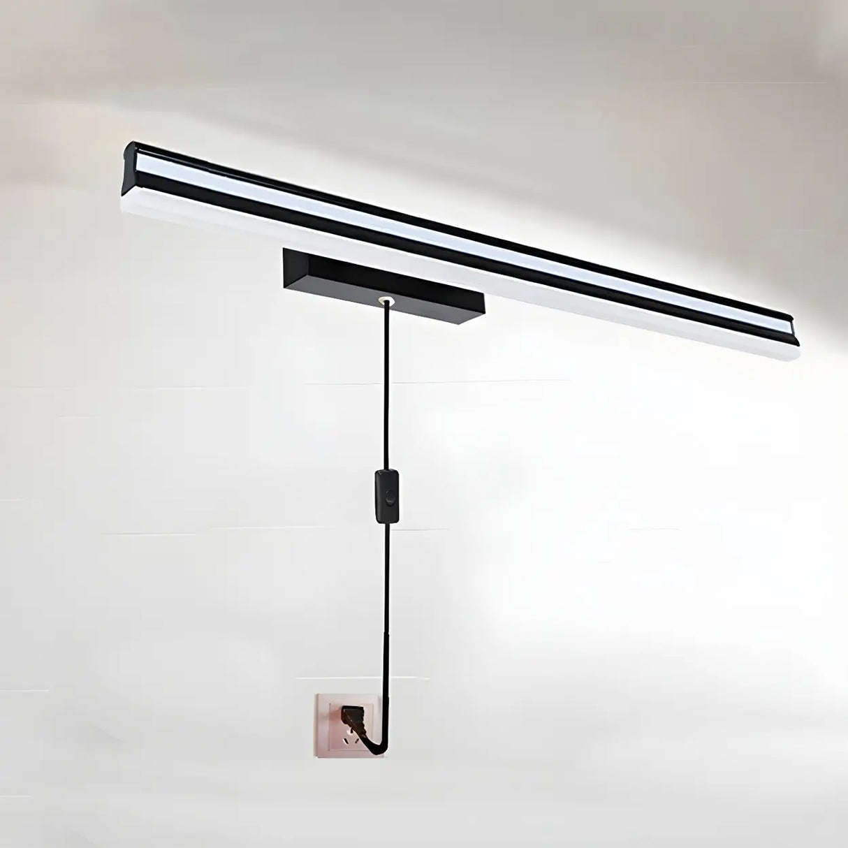 Black Linear Modern Wall Mount Bathroom Vanity Light Image - 22