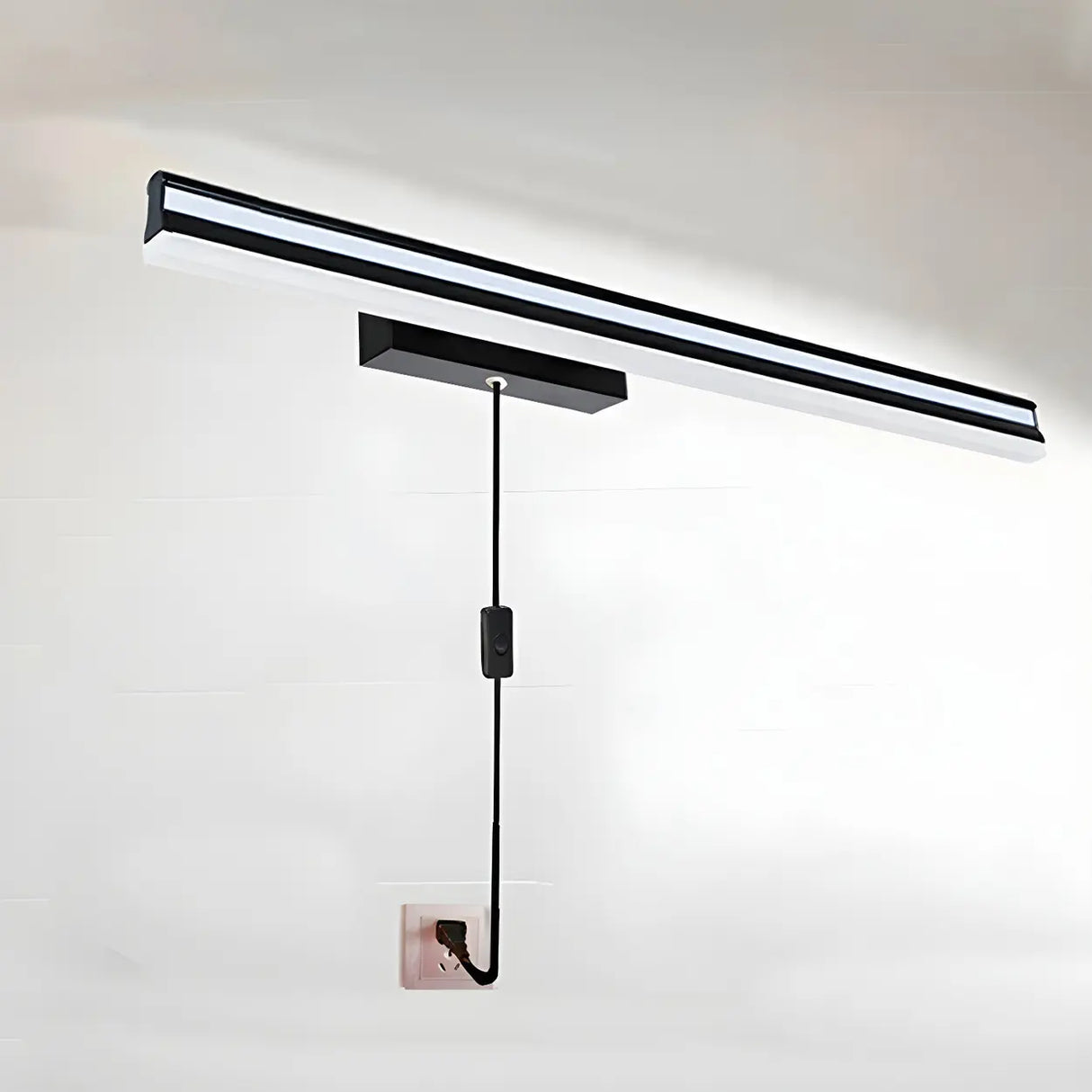 Black Linear Modern Wall Mount Bathroom Vanity Light Image - 26