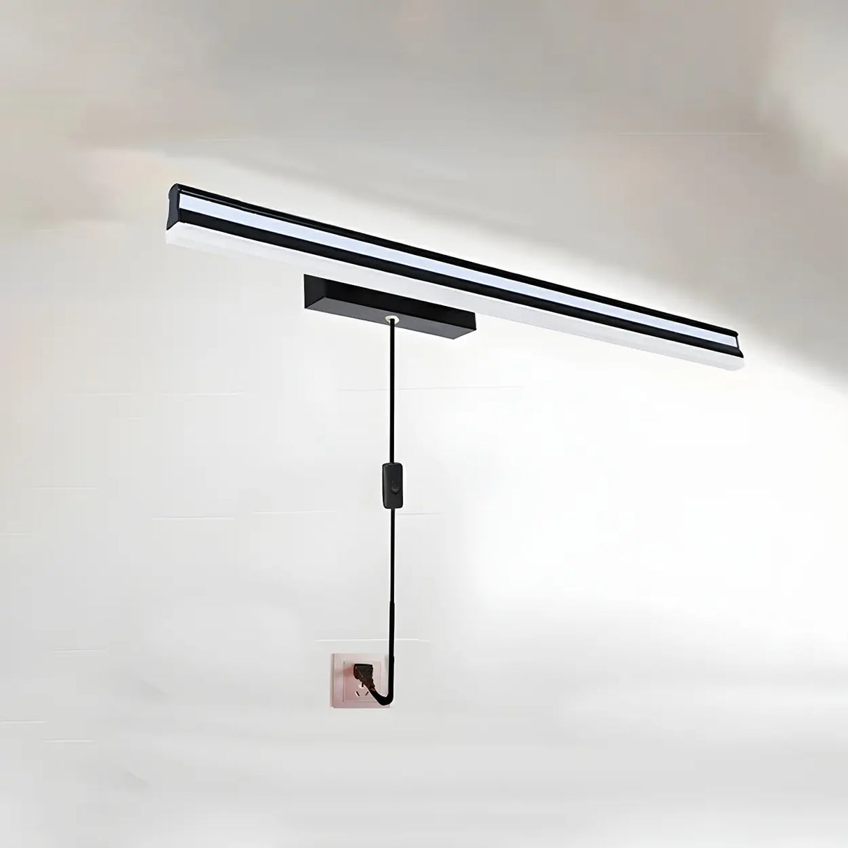 Black Linear Modern Wall Mount Bathroom Vanity Light Image - 3