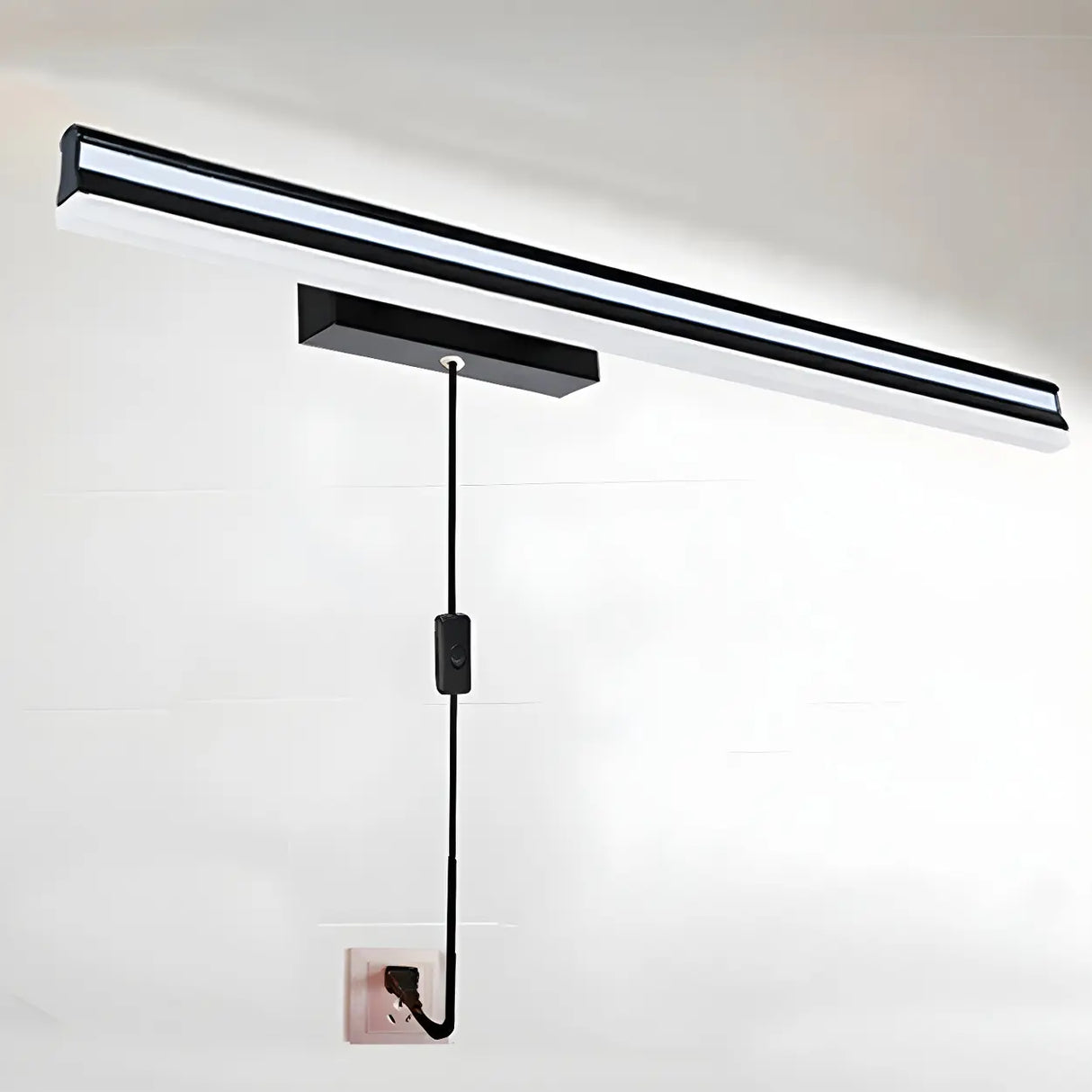 Black Linear Modern Wall Mount Bathroom Vanity Light Image - 34