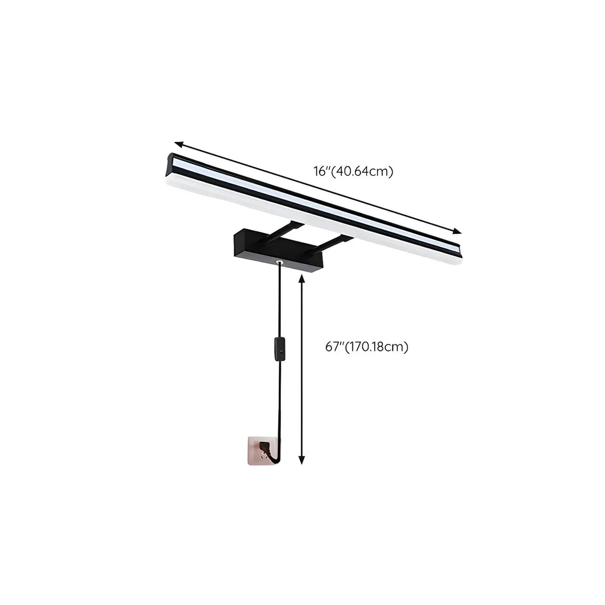 Black Linear Modern Wall Mount Bathroom Vanity Light Image - 40