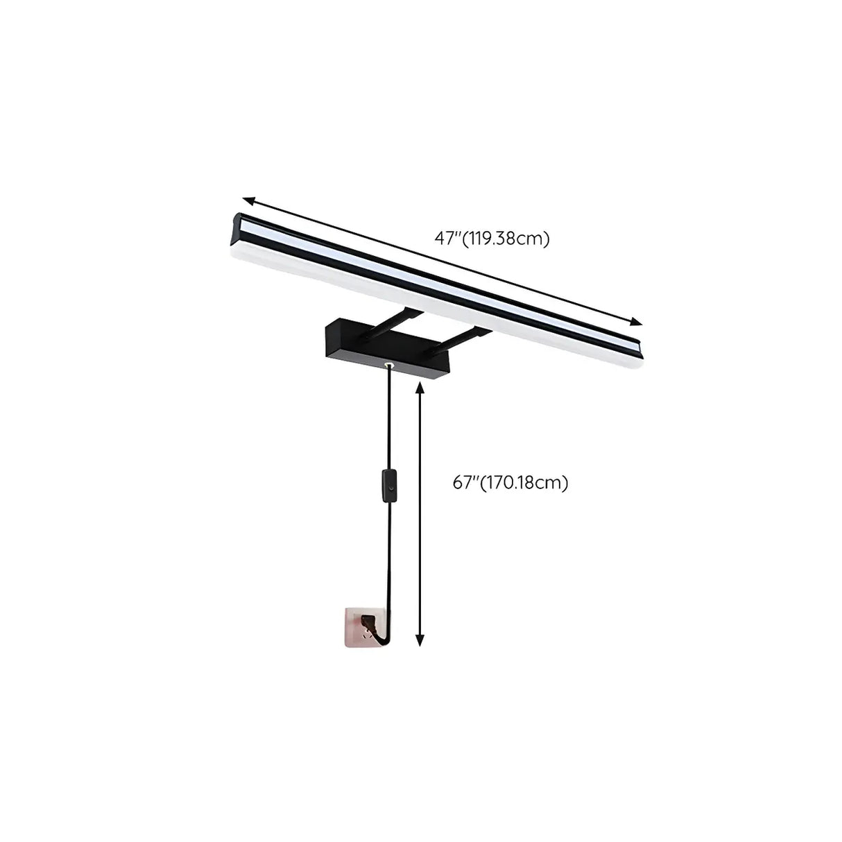 Black Linear Modern Wall Mount Bathroom Vanity Light Image - 64