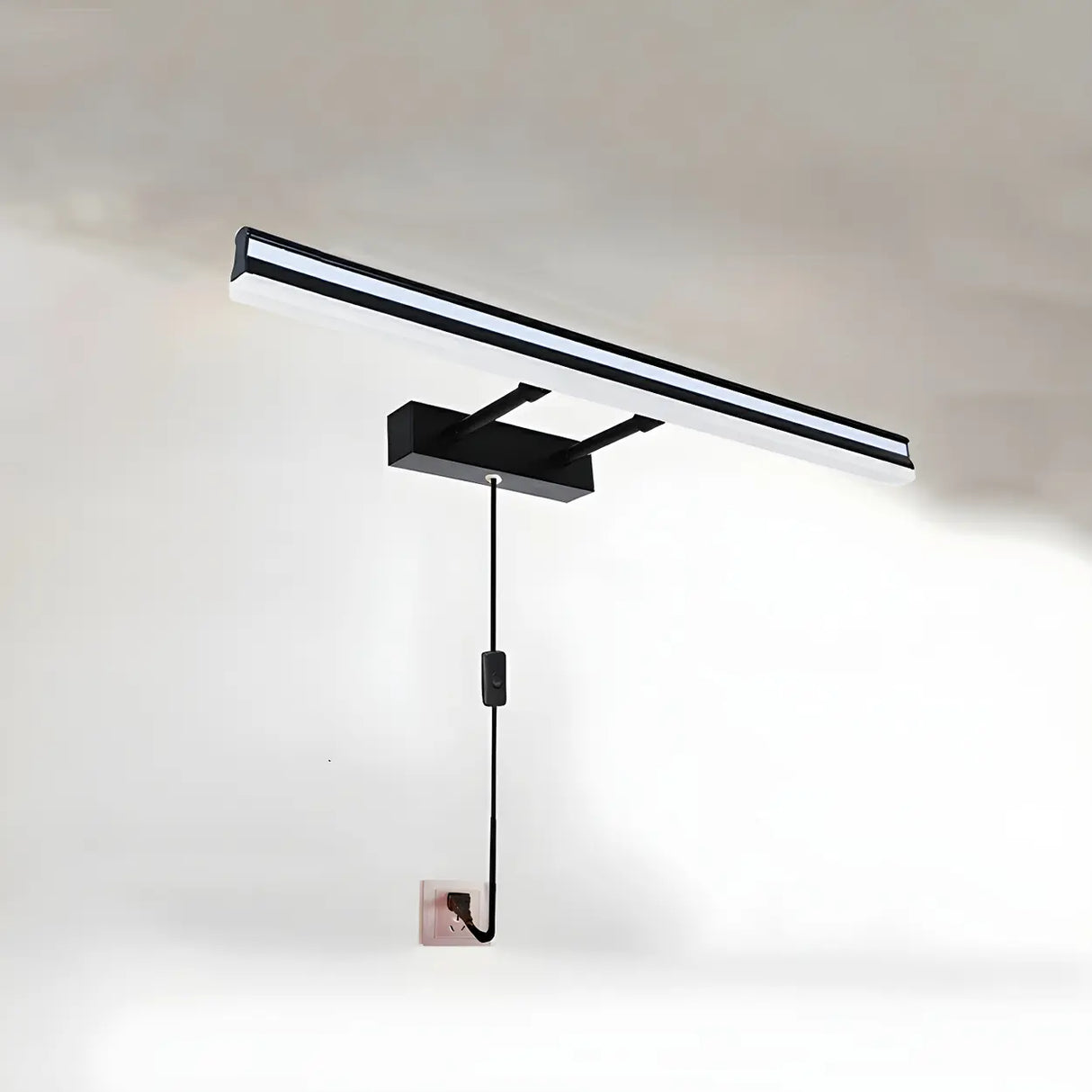 Black Linear Modern Wall Mount Bathroom Vanity Light Image - 7